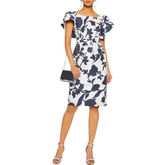 Milly Dresses & Skirts - MILLY Dakota Off the Shoulder Floral Jacquard Dress White Blue 12